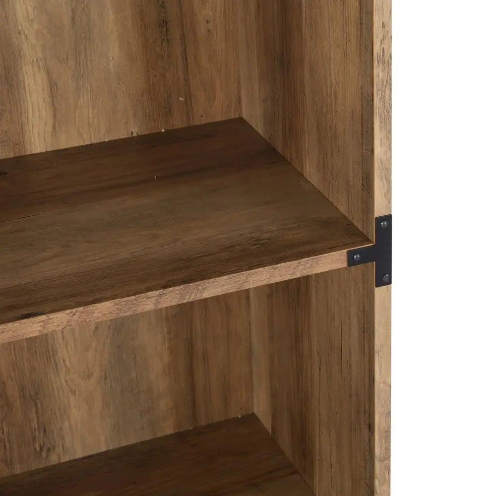 71" Oak Distressed Wood Five Tier Etagere Bookcase HomeRoots