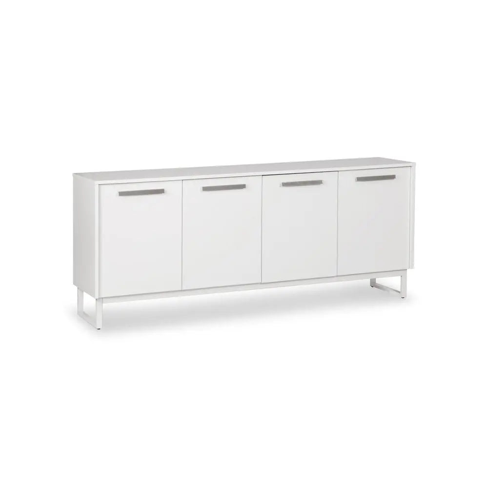 75" White Wood Console Accent Cabinet With Four Doors HomeRoots