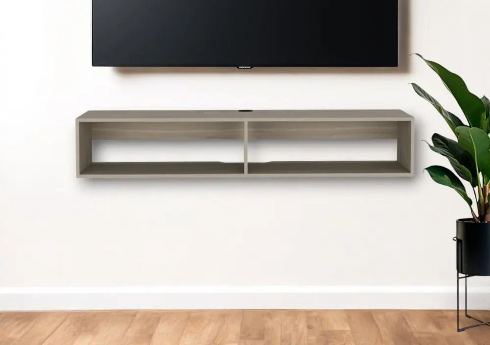 59" Beige Floating Mount TV Stand HomeRoots