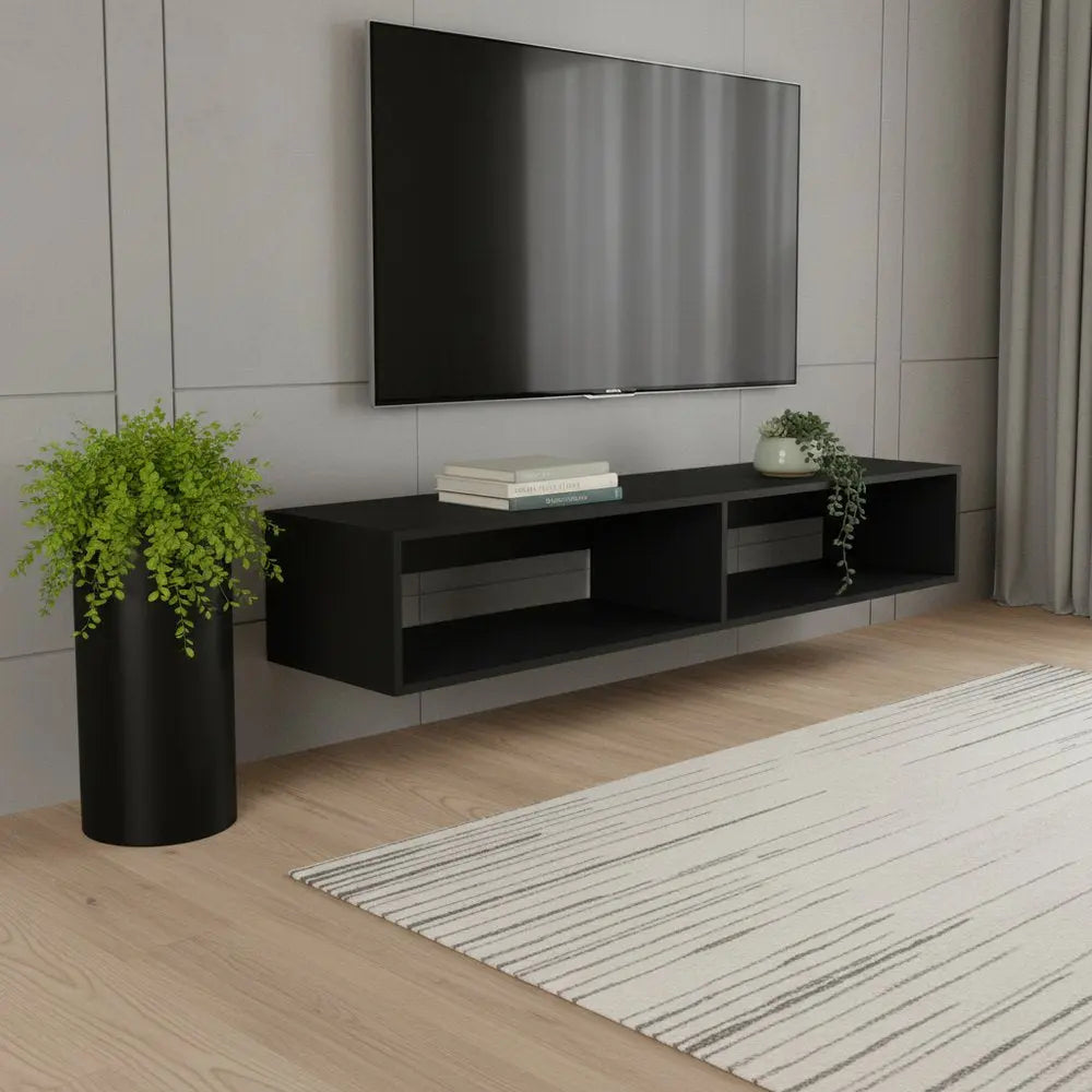 59" Black Floating Mount TV Stand HomeRoots