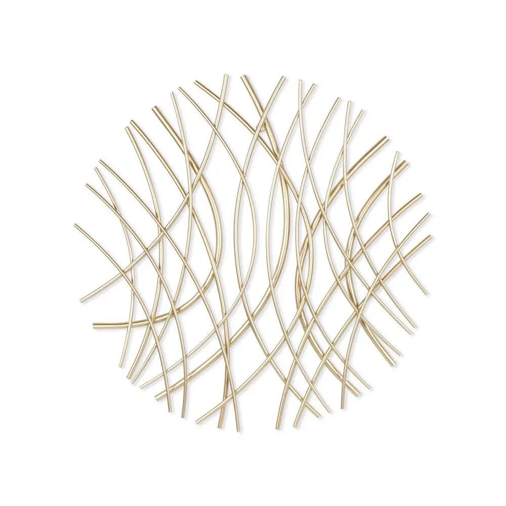 24" X 24" Gold Metal Circle Abstract Hanging Dimensional Sculpture HomeRoots