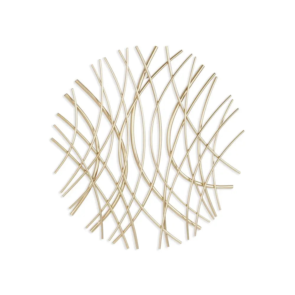 24" X 24" Gold Metal Circle Abstract Hanging Dimensional Sculpture HomeRoots