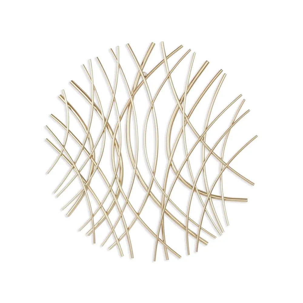 24" X 24" Gold Metal Circle Abstract Hanging Dimensional Sculpture HomeRoots