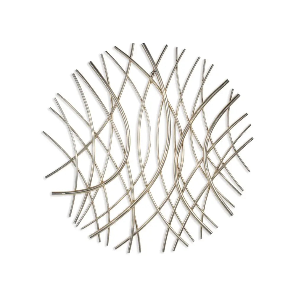 24" X 24" Gold Metal Circle Abstract Hanging Dimensional Sculpture HomeRoots