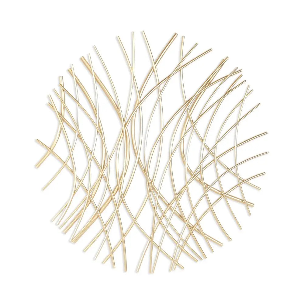 30" X 30" Gold Metal Circle Abstract Hanging Dimensional Sculpture HomeRoots