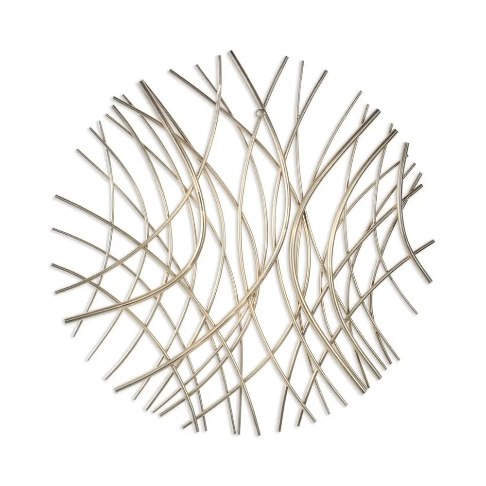 30" X 30" Gold Metal Circle Abstract Hanging Dimensional Sculpture HomeRoots