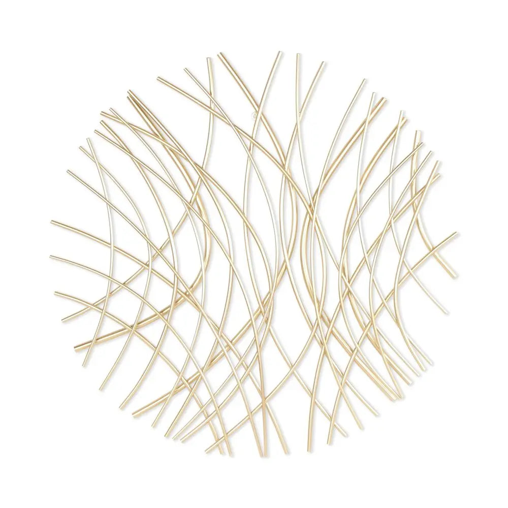 30" X 30" Gold Metal Circle Abstract Hanging Dimensional Sculpture HomeRoots