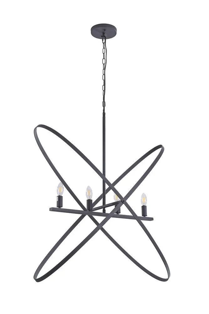 Black Unique Statement Four Light Metal Chandelier HomeRoots