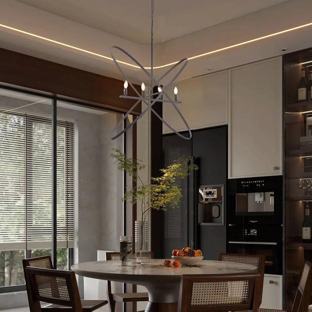 Black Unique Statement Four Light Metal Chandelier HomeRoots