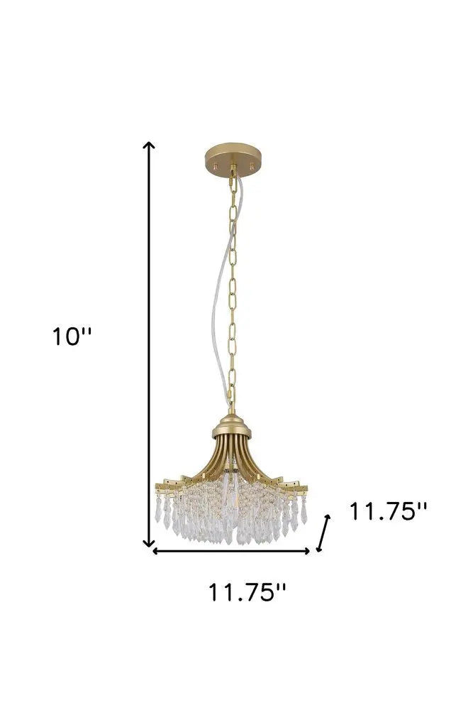 Clear And Gold Metal and Crystals Chandelier With Clear Shade HomeRoots