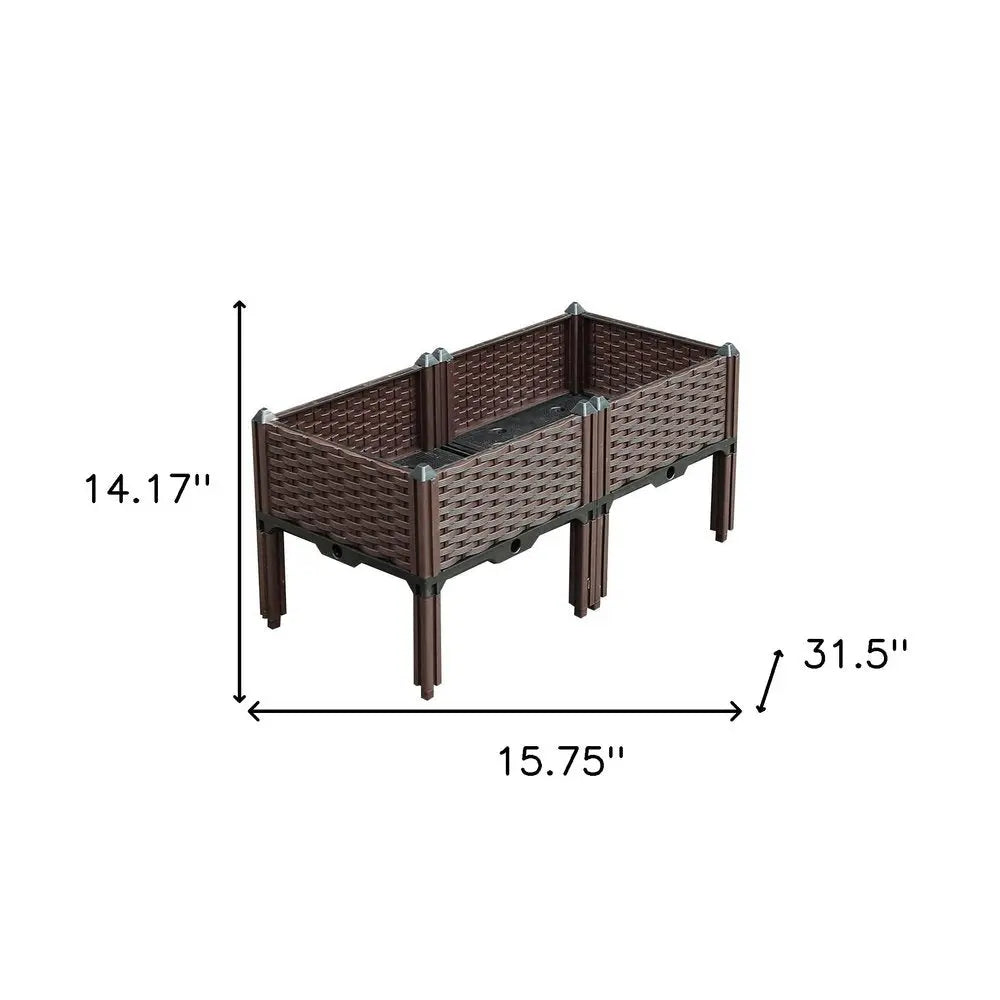 32" X 16" Dark Brown Heavy Duty Plastic Rectangular Self Watering Raised Garden Bed HomeRoots