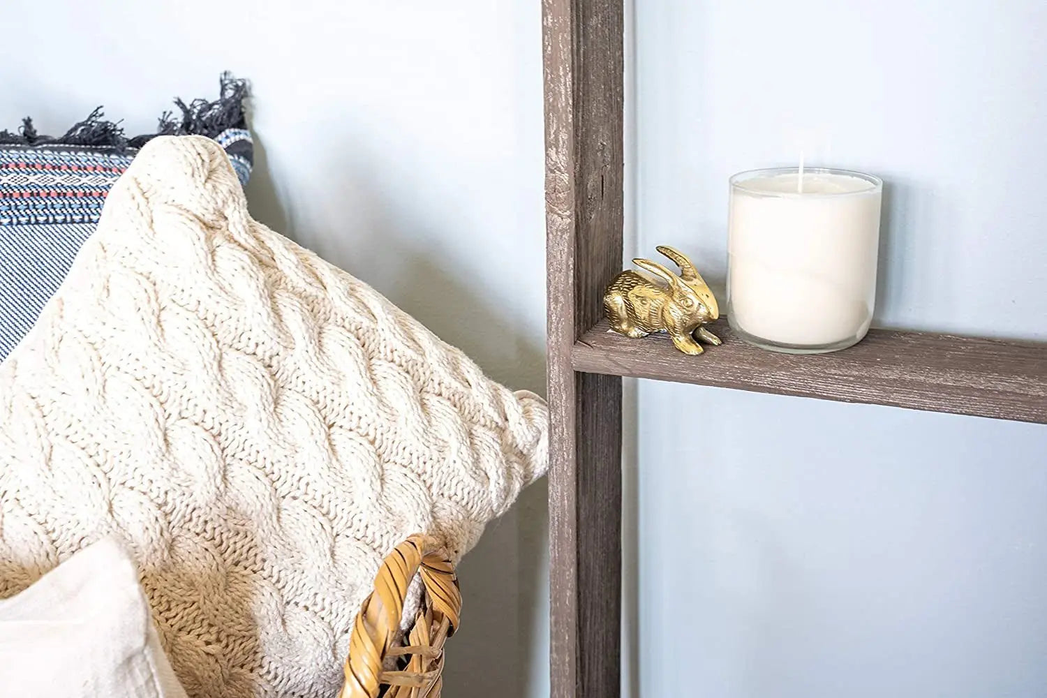 57" Brown Rustic Five Step Wood Ladder Shelf - NOBLE HOME INTERIORS