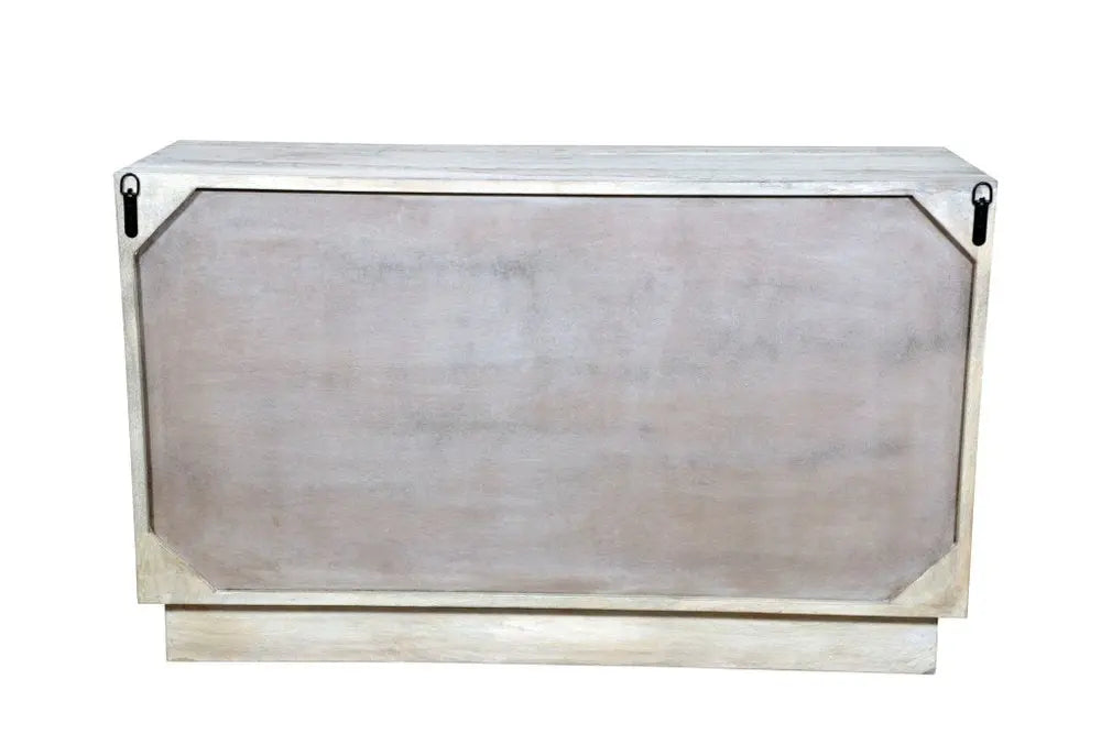 57" Gray Carved Geometric Solid Wood Six Drawer Dresser - NOBLE HOME INTERIORS