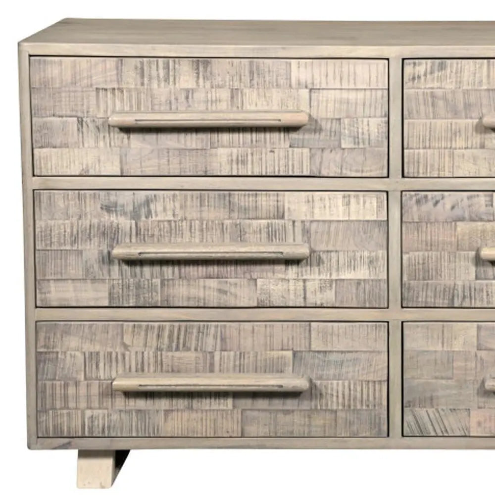 57" Gray Solid Wood Six Drawer Dresser - NOBLE HOME INTERIORS