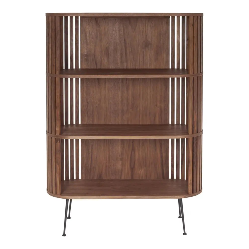 57" Natural and Brown Wood Three Tier Bookcase - NOBLE HOME INTERIORS