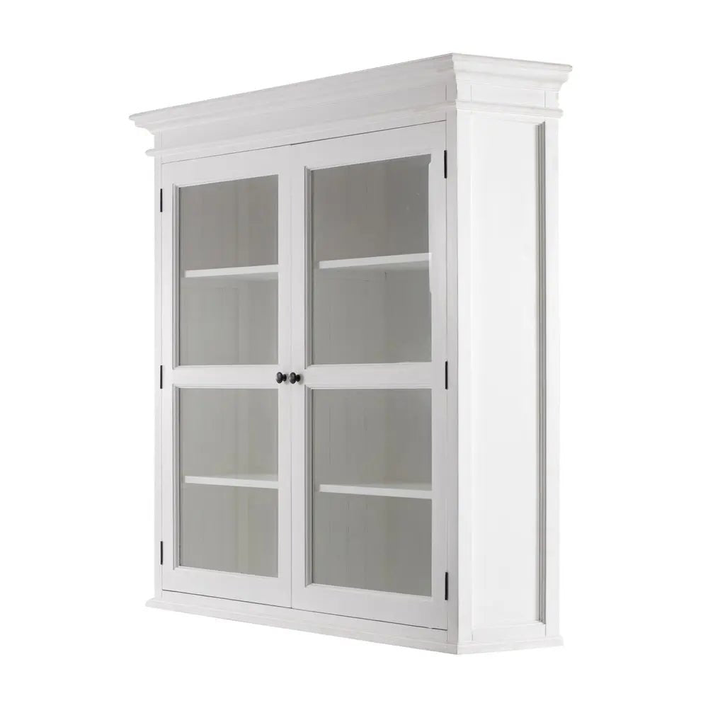 57" White Solid Wood Frame Dining Hutch With Twelve Shelves And Two Drawers HomeRoots