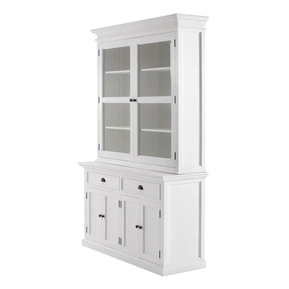 57" White Solid Wood Frame Dining Hutch With Twelve Shelves And Two Drawers HomeRoots