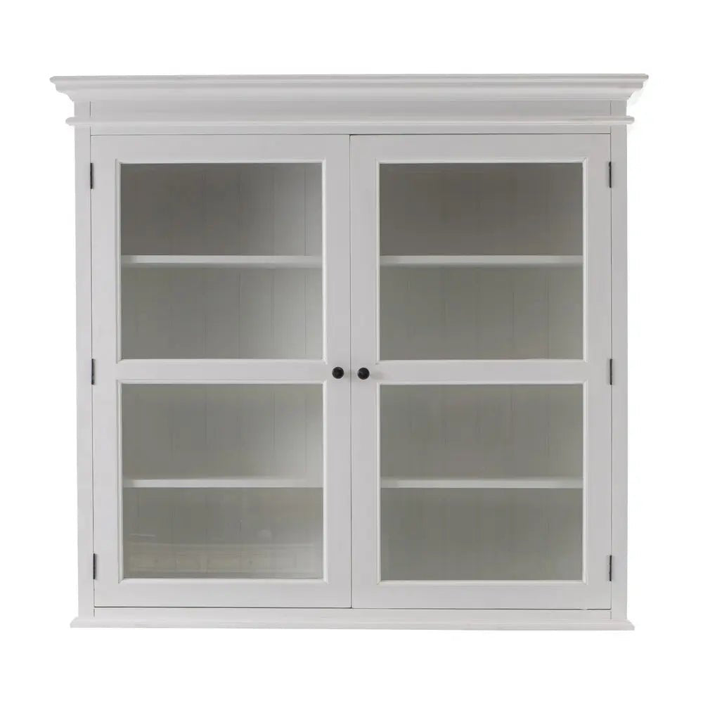 57" White Solid Wood Frame Dining Hutch With Twelve Shelves And Two Drawers HomeRoots