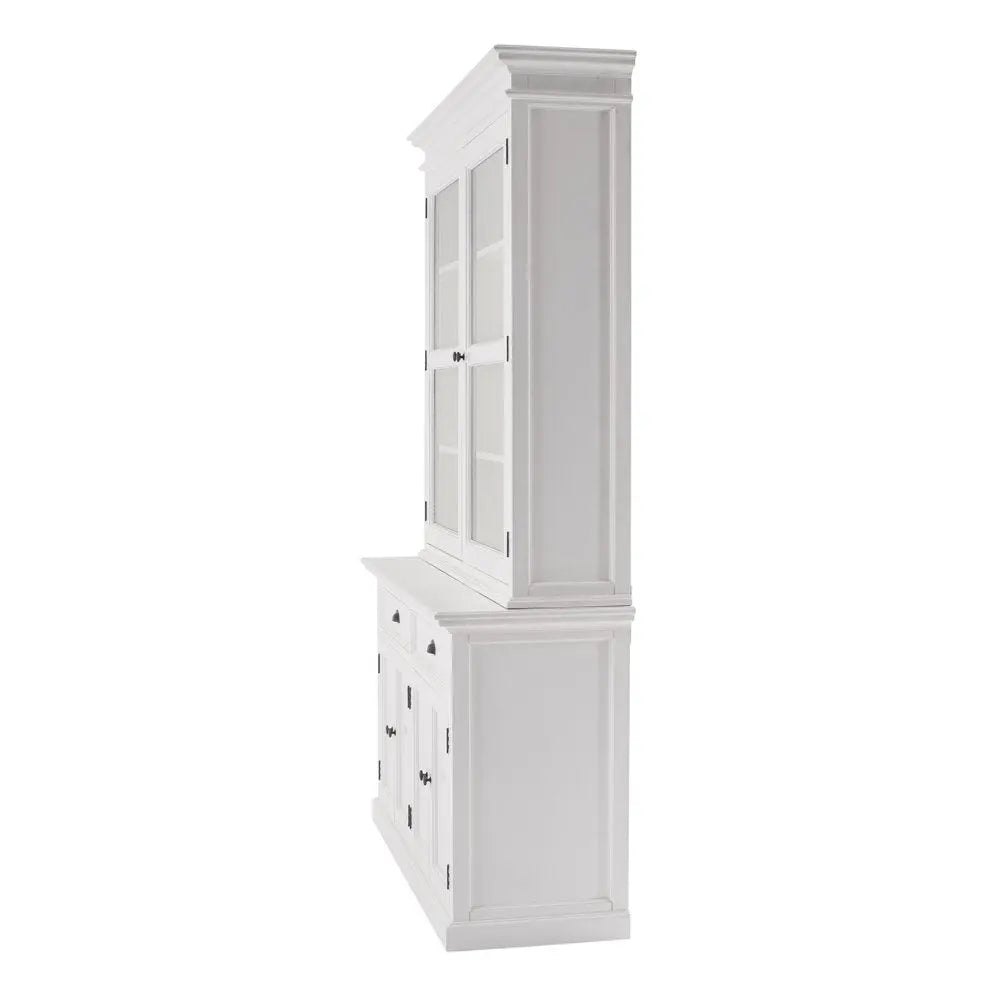 57" White Solid Wood Frame Dining Hutch With Twelve Shelves And Two Drawers HomeRoots