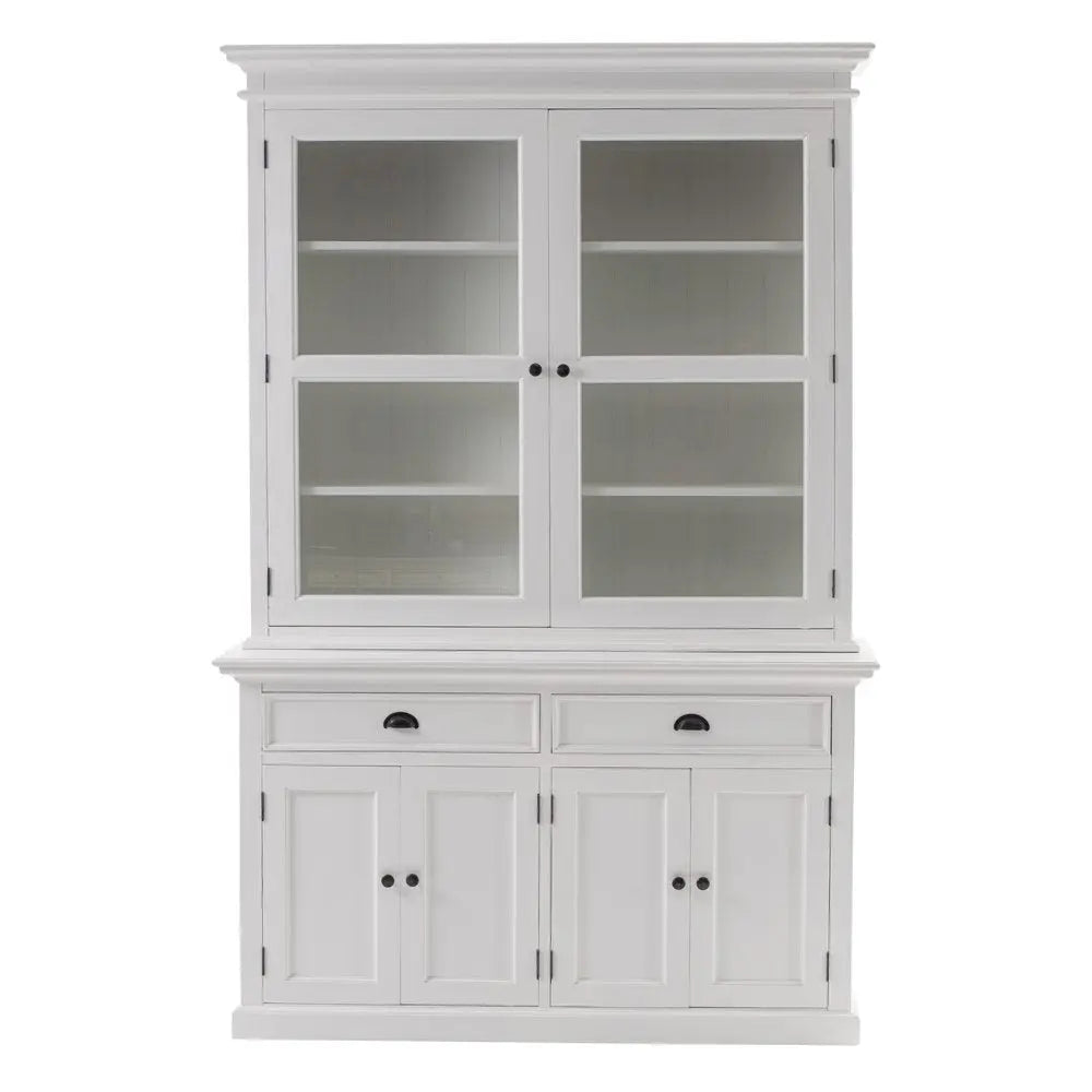 57" White Solid Wood Frame Dining Hutch With Twelve Shelves And Two Drawers HomeRoots