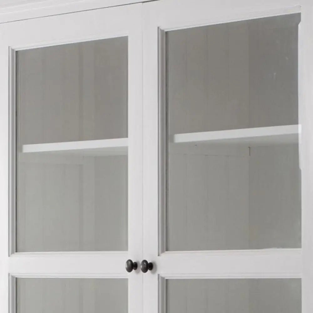 57" White Solid Wood Frame Dining Hutch With Twelve Shelves And Two Drawers HomeRoots