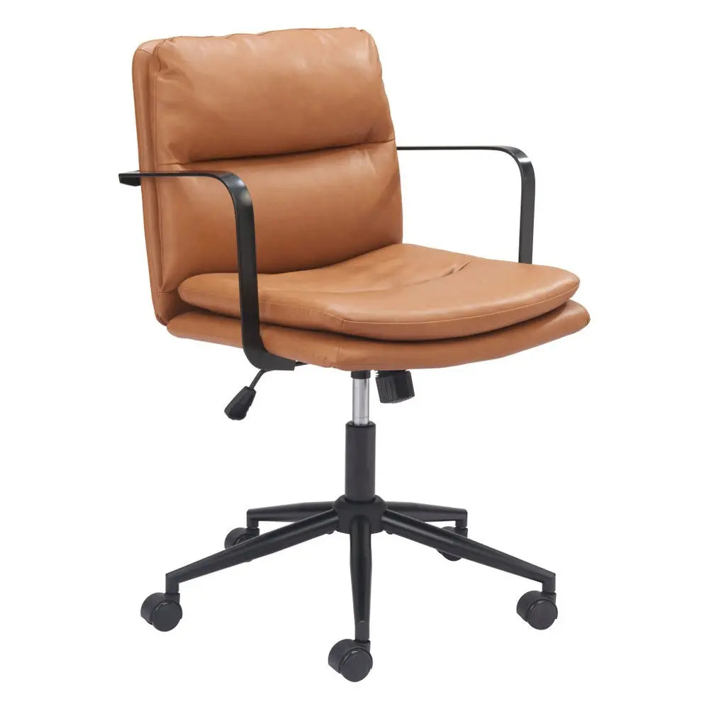 Brown and Black Adjustable Height Swivel Rolling Office Chair HomeRoots