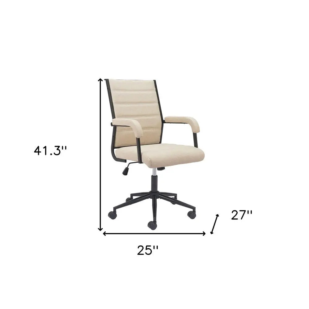 Beige and Black Adjustable Height Swivel Rolling Office Chair HomeRoots