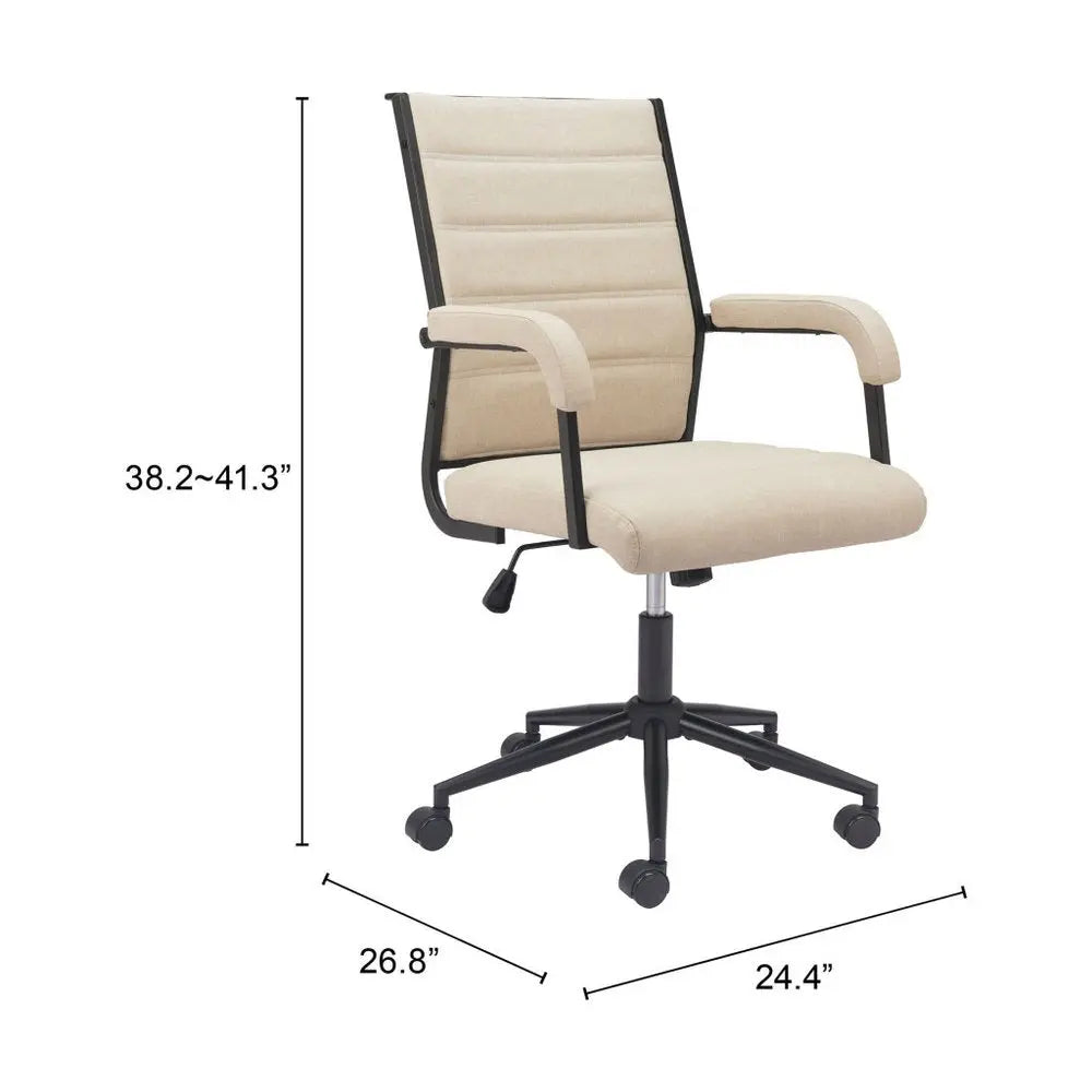 Beige and Black Adjustable Height Swivel Rolling Office Chair HomeRoots