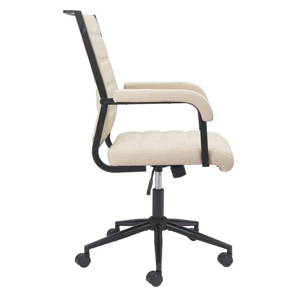 Beige and Black Adjustable Height Swivel Rolling Office Chair HomeRoots