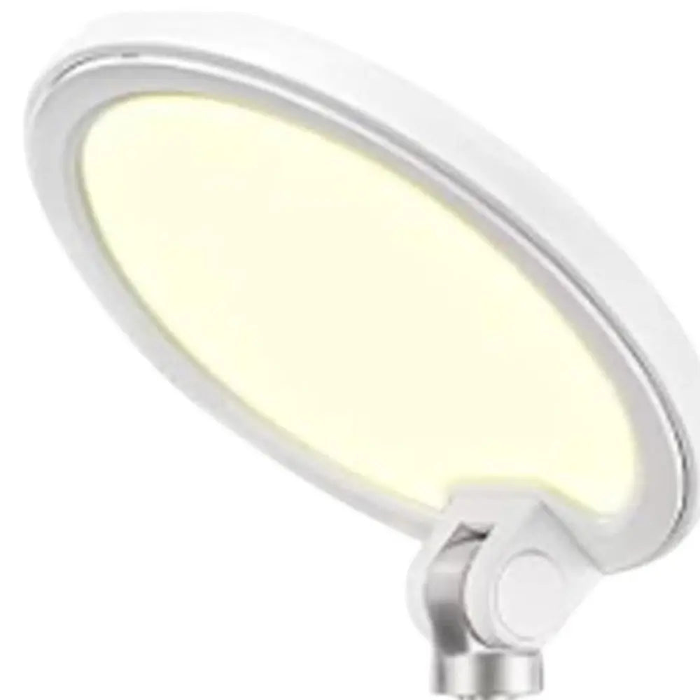 22" White Metal And Plastic Adjustable Portable Desk Lamp LED With Phone Clamp HomeRoots