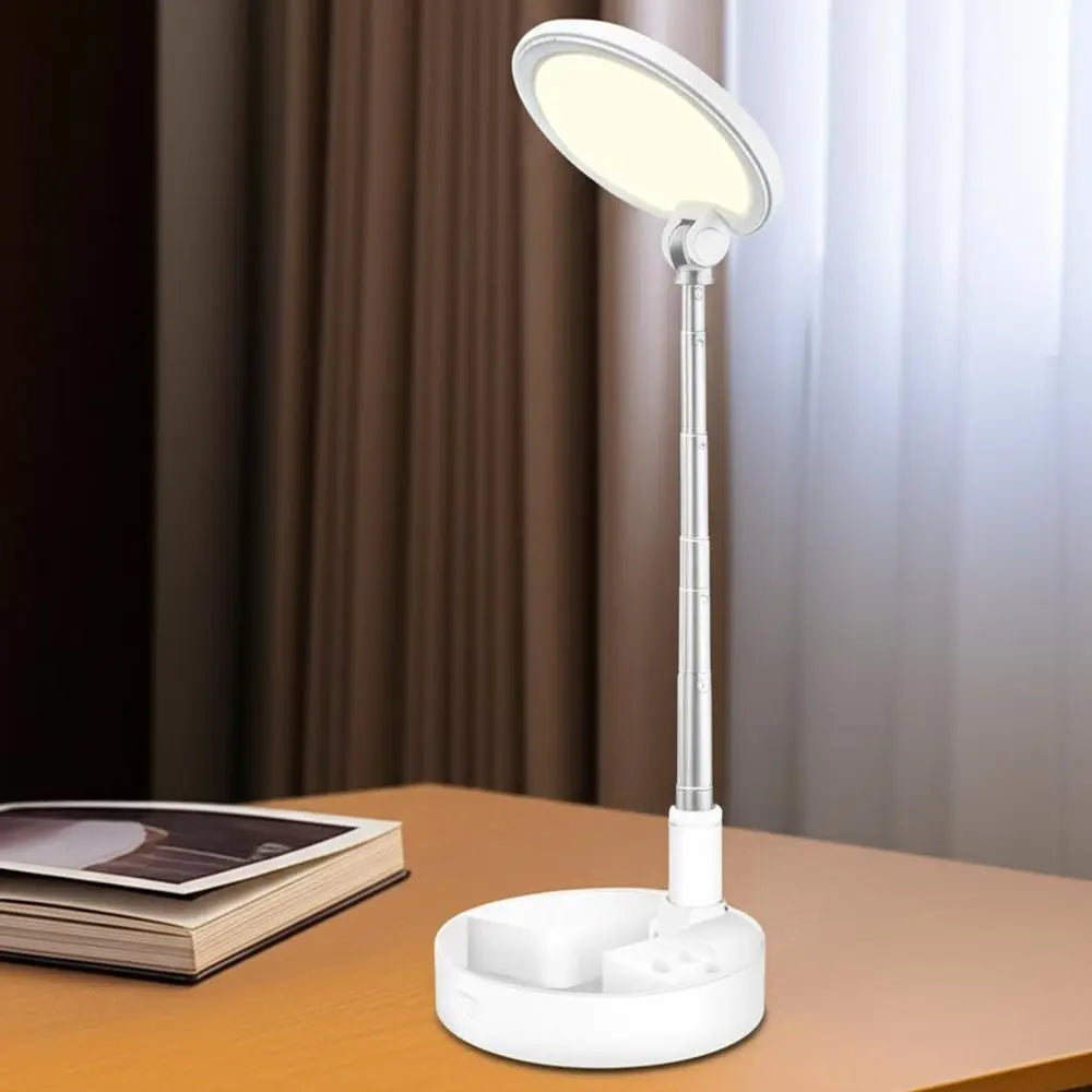 22" White Metal And Plastic Adjustable Portable Desk Lamp LED With Phone Clamp HomeRoots