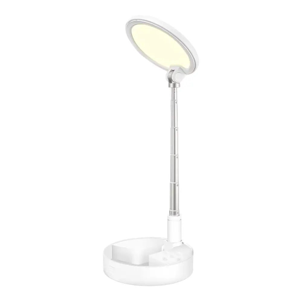 22" White Metal And Plastic Adjustable Portable Desk Lamp LED With Phone Clamp HomeRoots