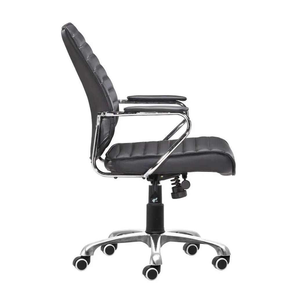 Black and Silver Adjustable Height Swivel Rolling Office Chair HomeRoots
