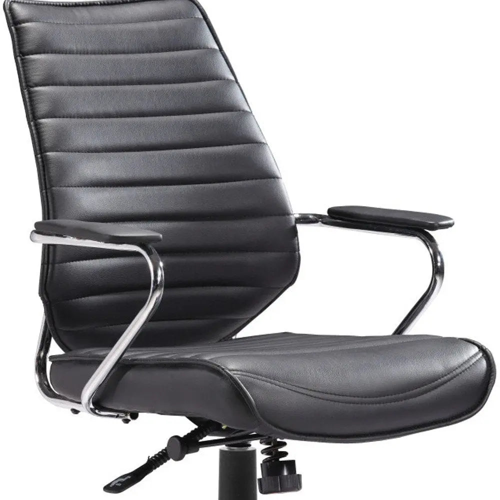 Black and Silver Adjustable Height Swivel Rolling Office Chair HomeRoots