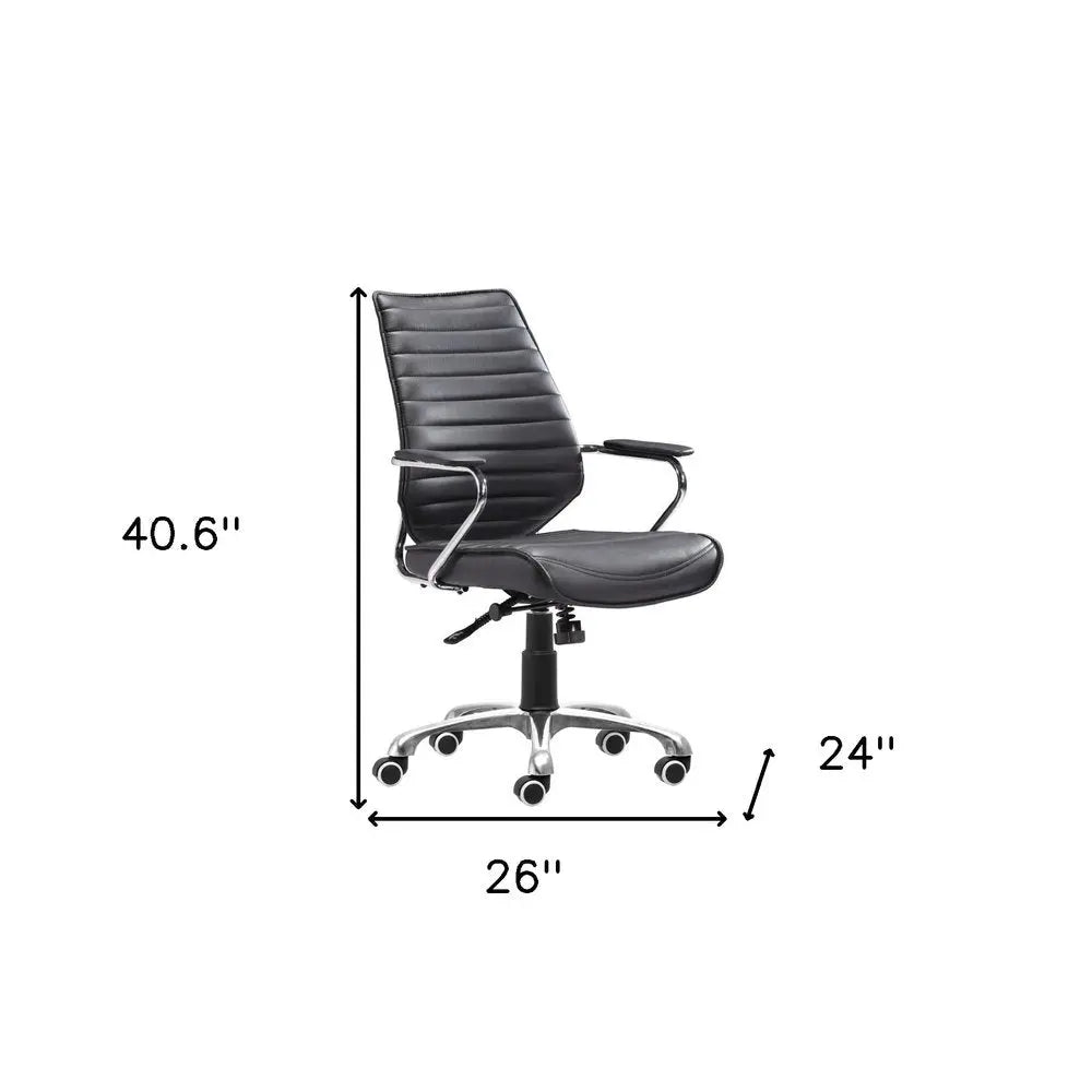 Black and Silver Adjustable Height Swivel Rolling Office Chair HomeRoots