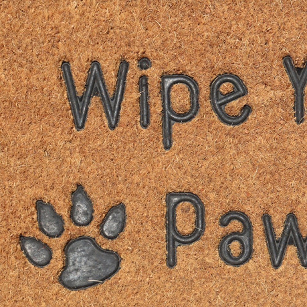 18" X 30" Beige and Gray Coir Wipe Your Paws Outdoor Door Mat