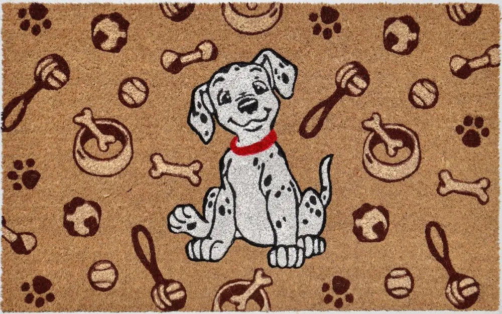 18" X 30" Beige and White Coir Dog Outdoor Door Mat HomeRoots