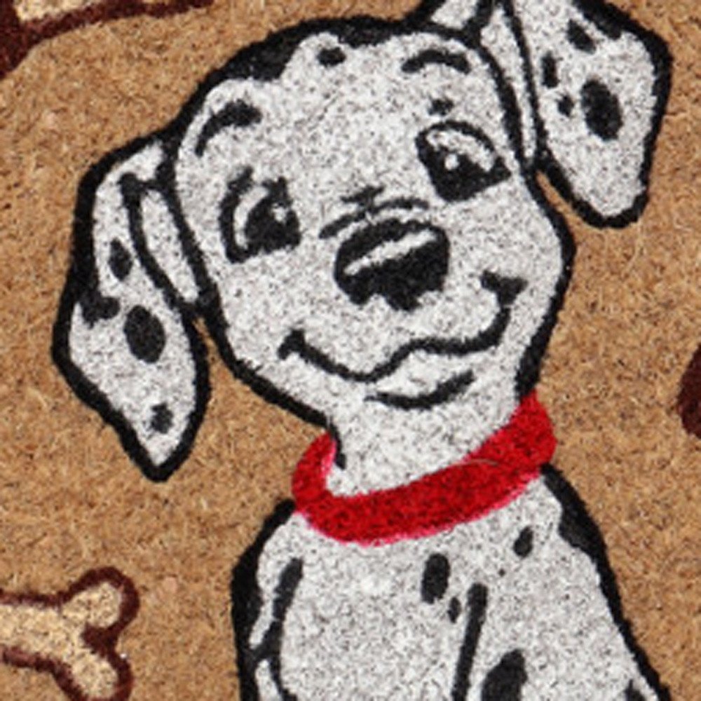 18" X 30" Beige and White Coir Dog Outdoor Door Mat