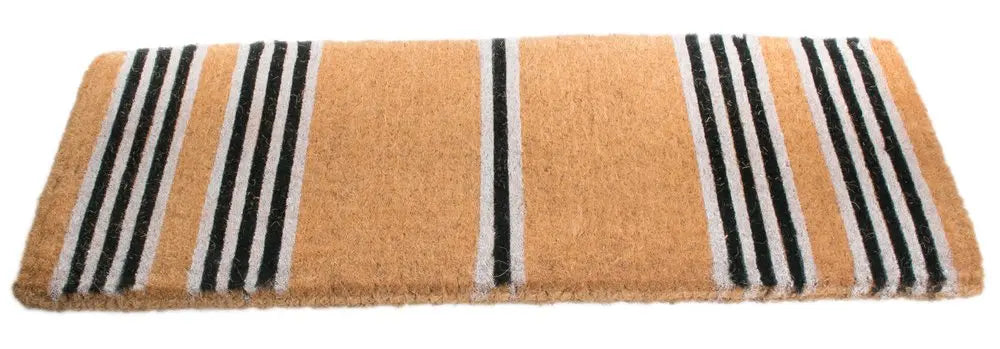 18" X 30" Brown and Black Coir Striped Outdoor Door Mat