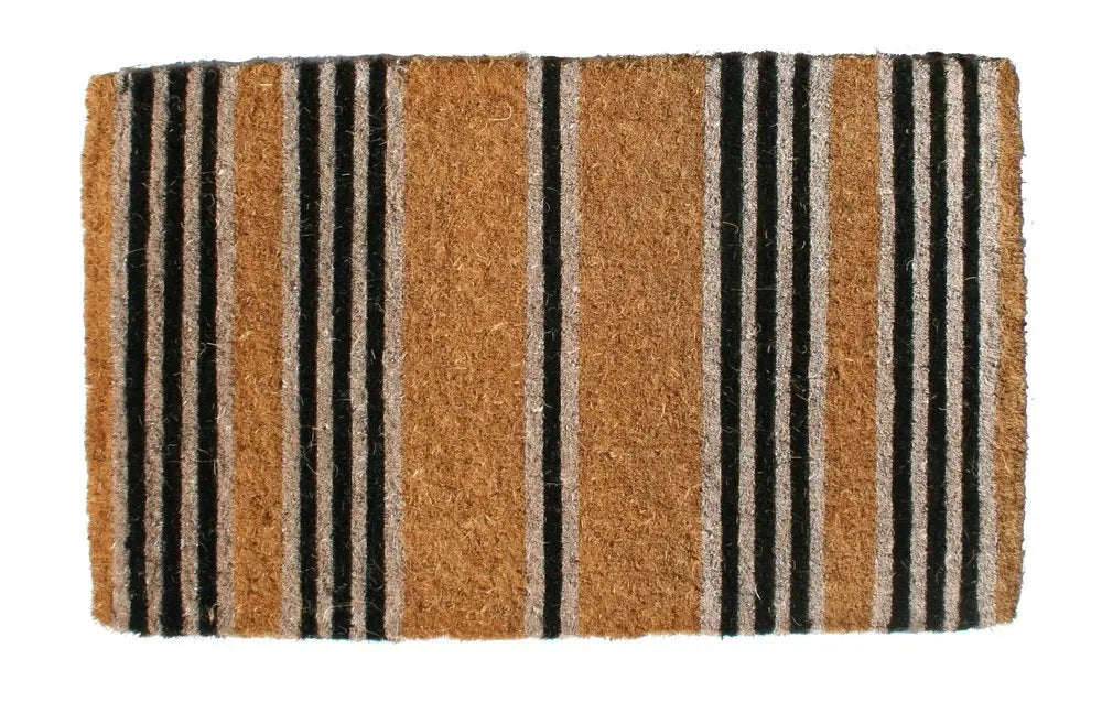 18" X 48" Brown and Black Coir Striped Outdoor Door Mat HomeRoots