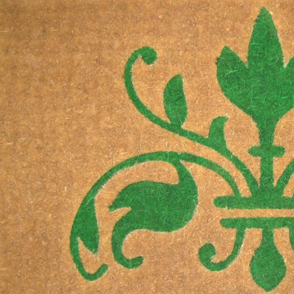 18" X 30" Brown and Green Coir Abstract Outdoor Door Mat