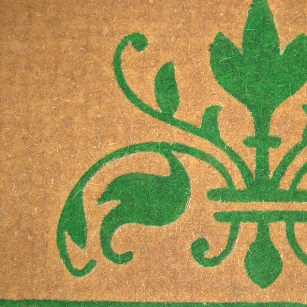 18" X 30" Brown and Green Coir Abstract Outdoor Door Mat