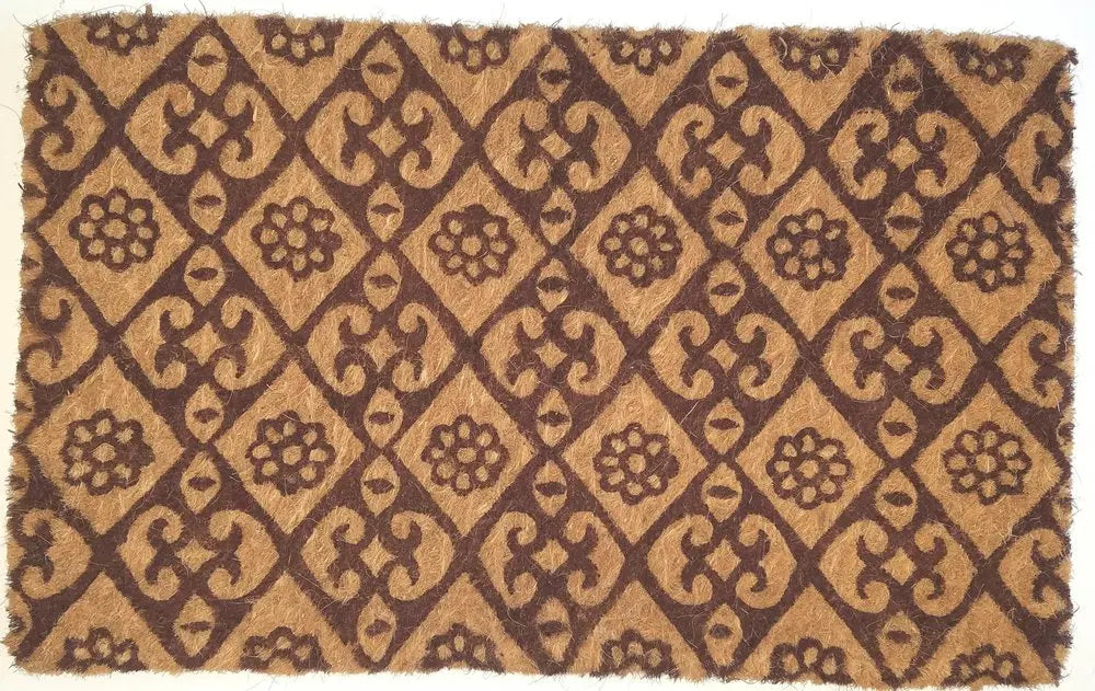 18" X 30" Brown Coir Floral Outdoor Door Mat HomeRoots