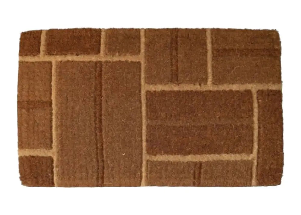 18" X 30" Brown Coir Geometric Bricks Outdoor Door Mat HomeRoots