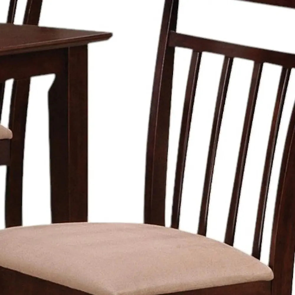 Five Piece Espresso Wood Dining Set with Four Chairs HomeRoots