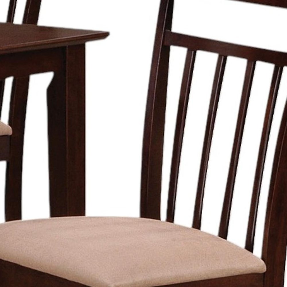 Five Piece Espresso Wood Dining Set with Four Chairs