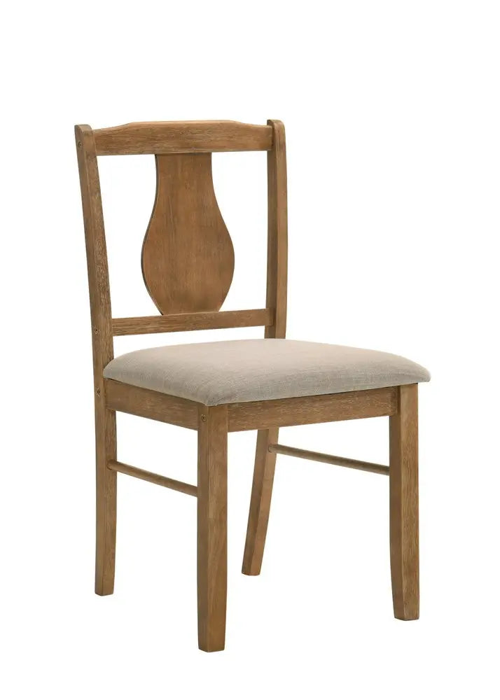 Five Piece Oak Solid Wood Dining Set with Four Chairs HomeRoots