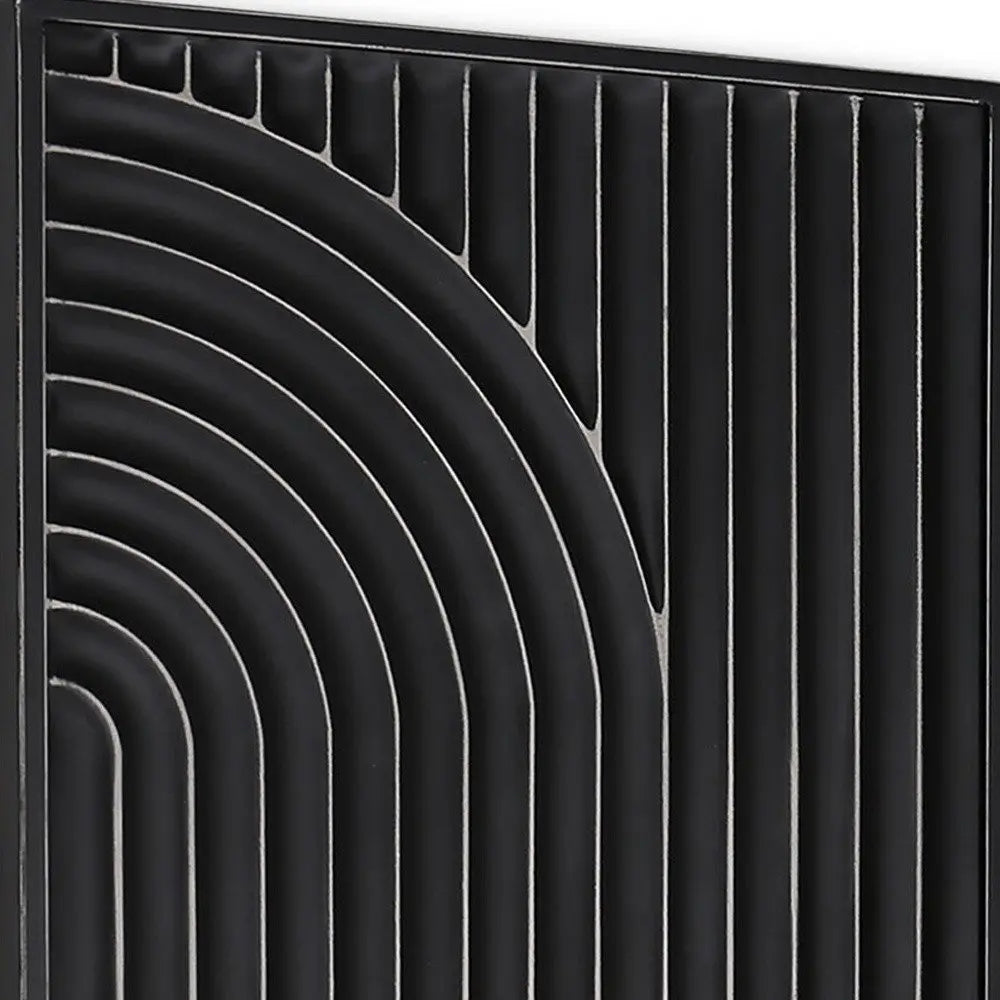 Set of Two Black Metal Abstract Hanging Dimensional Sculptures HomeRoots