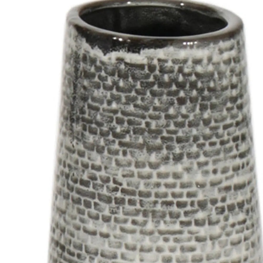 39" Black And Gray Ombre Tapered Ceramic Floor Vase HomeRoots