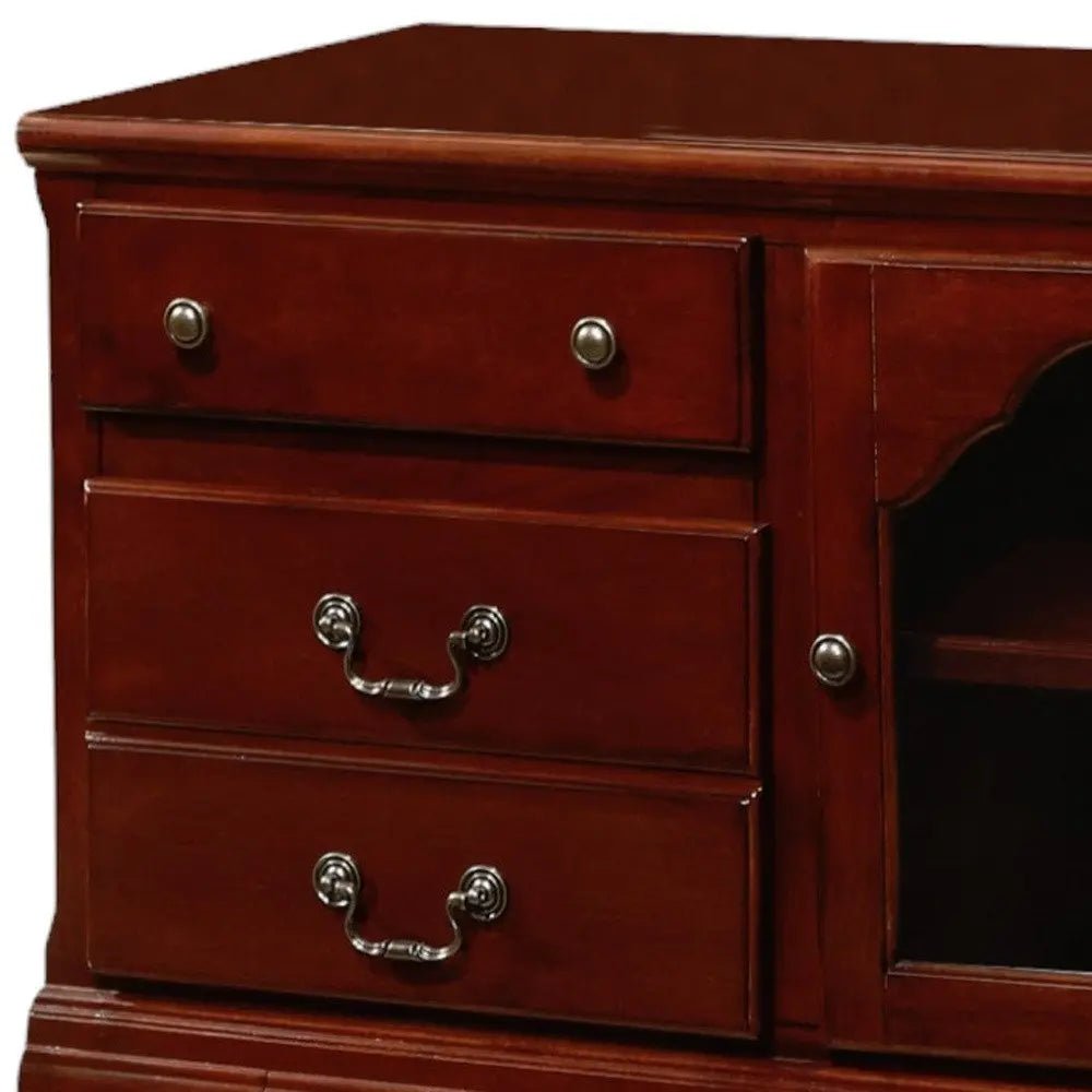 58" Brown Solid and Manufactured Wood Enclosed and Open Storage TV Stand HomeRoots